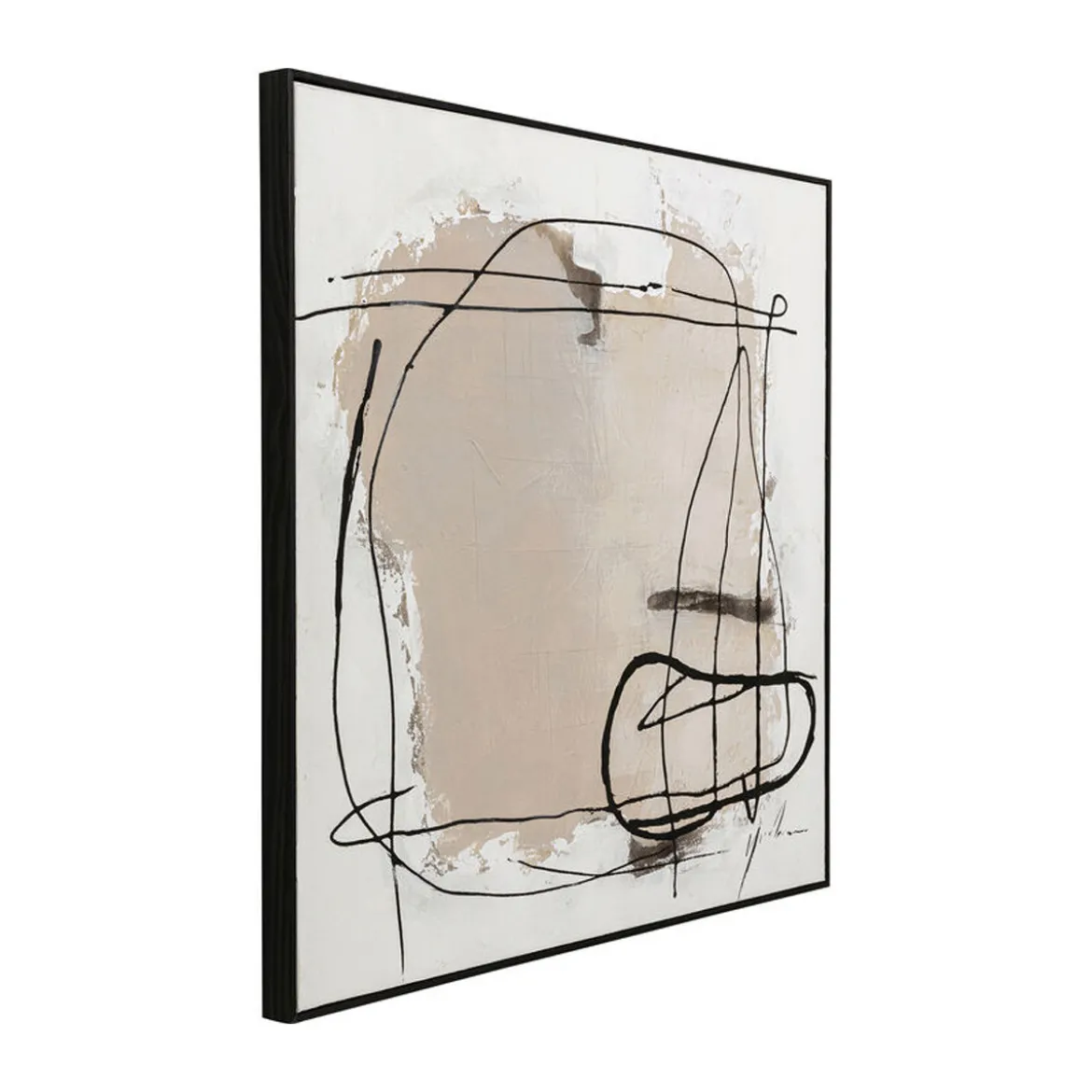 Abstract schilderij beige zwart - Kare Design Dust Grey