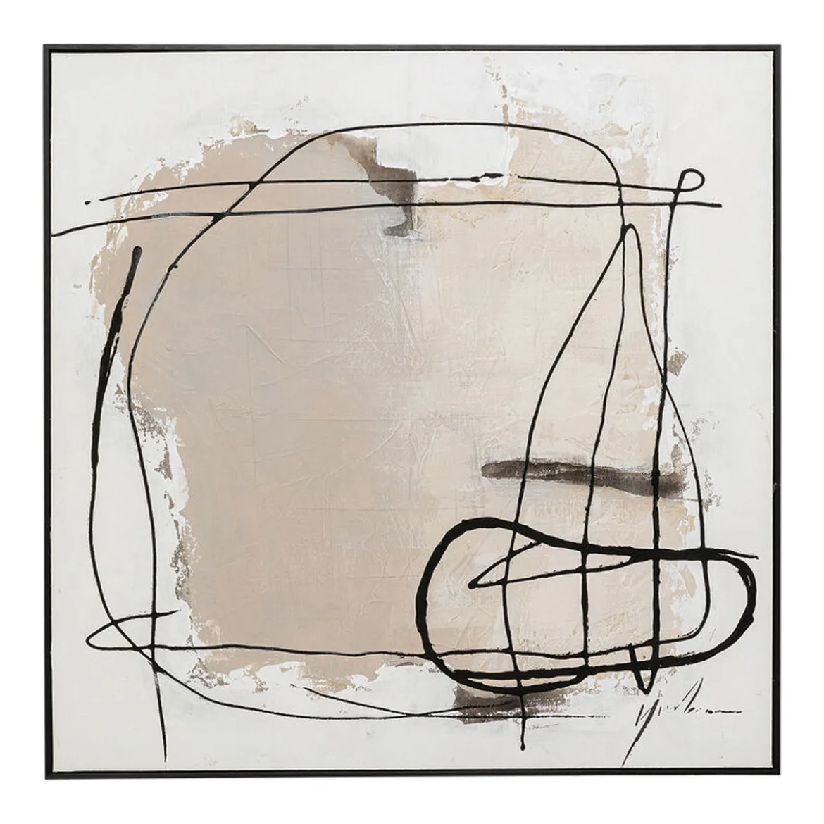 Abstract schilderij beige zwart - Kare Design Dust Grey