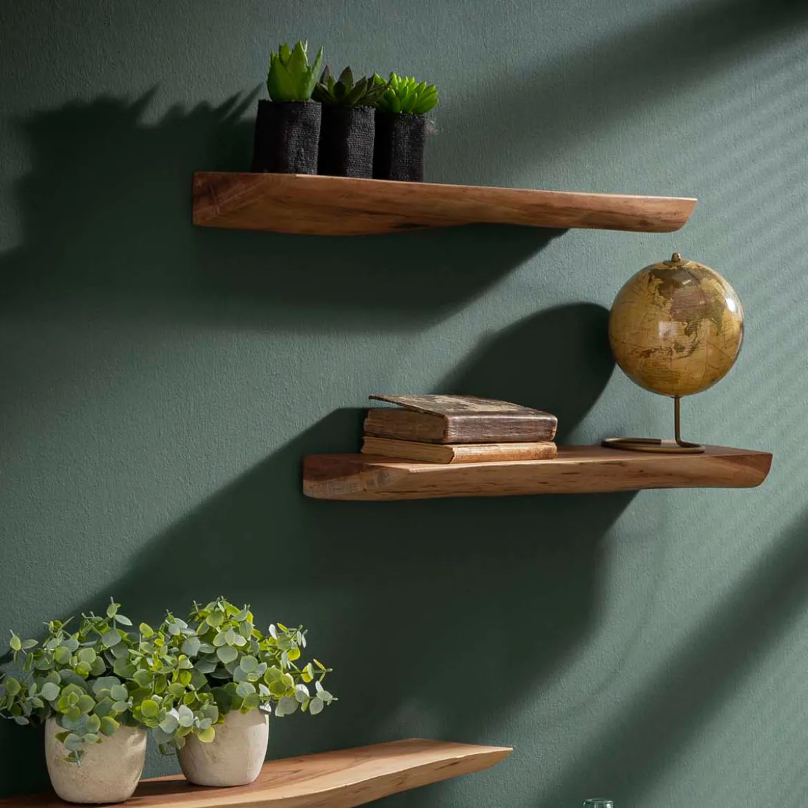 Acaciahouten wandplanken set van 3 - Santa Poca Edge