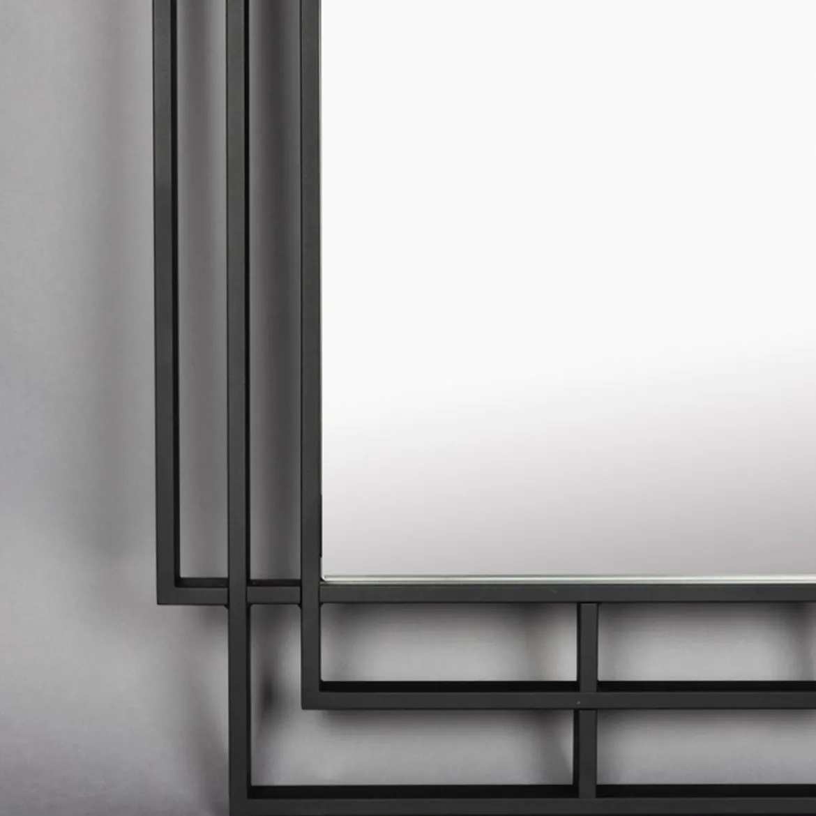 Art Deco spiegel zwart metaal - Dutchbone Ramsey