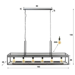 Bar hanglamp met wijnglazen rek - Santa Decorate