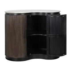 Barmeubel hout met ribbels en marmer - Richmond Interiors Mayfield