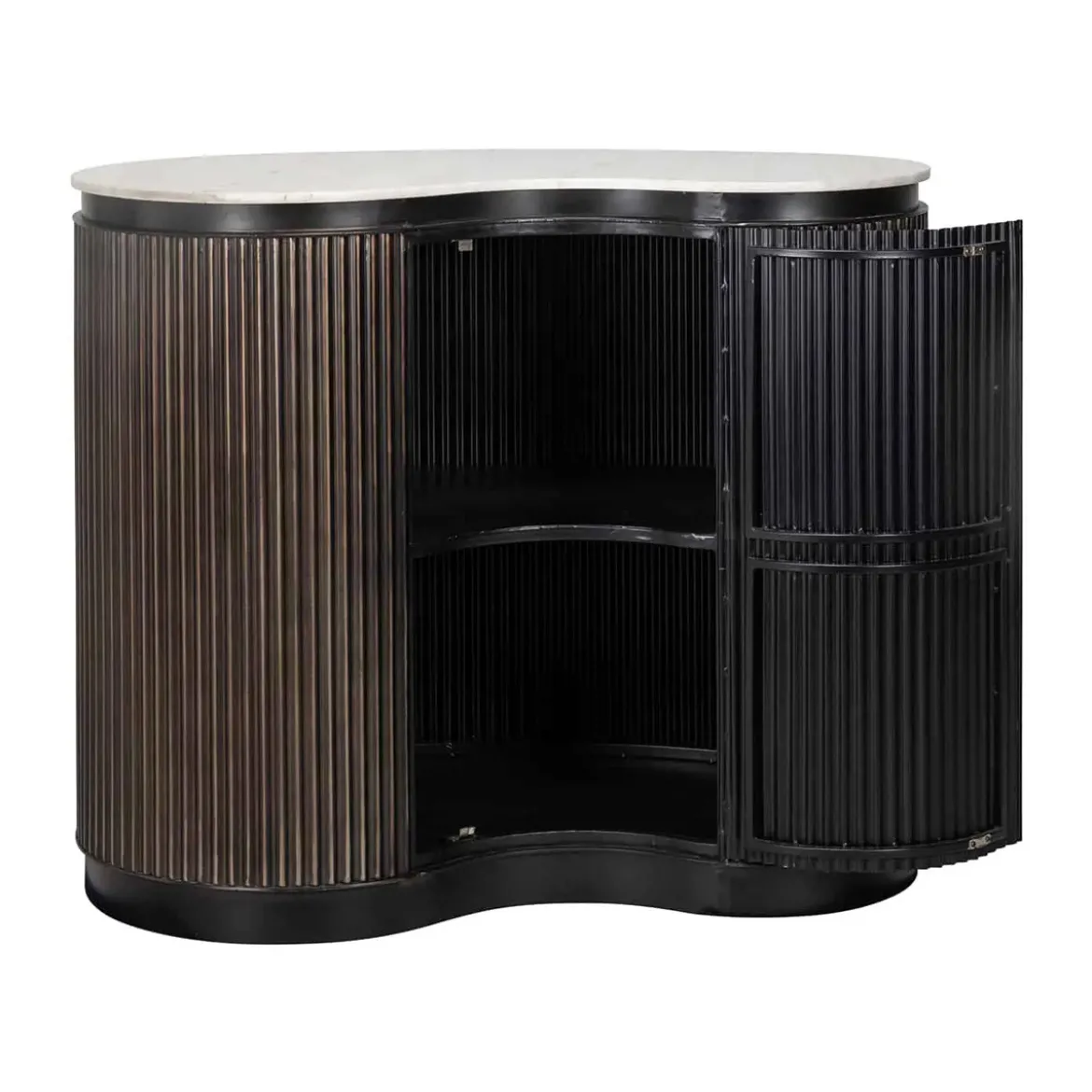 Barmeubel hout met ribbels en marmer - Richmond Interiors Mayfield