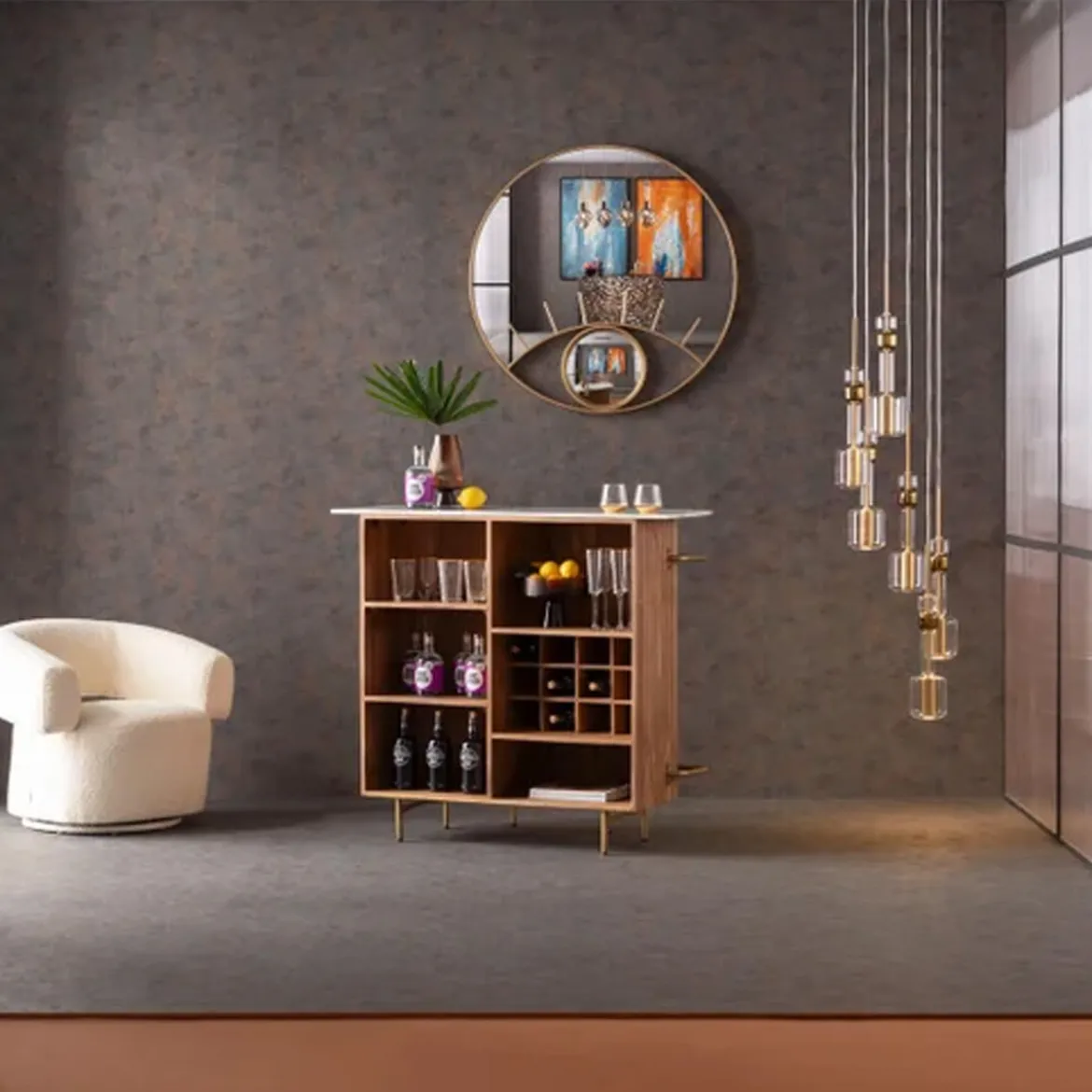 Barmeubel mangohout met marmer - Kare Design Grace