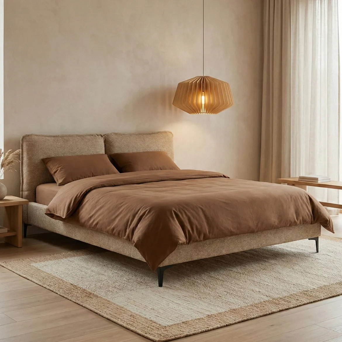 Bedframe beige stof - Bodio Detroit