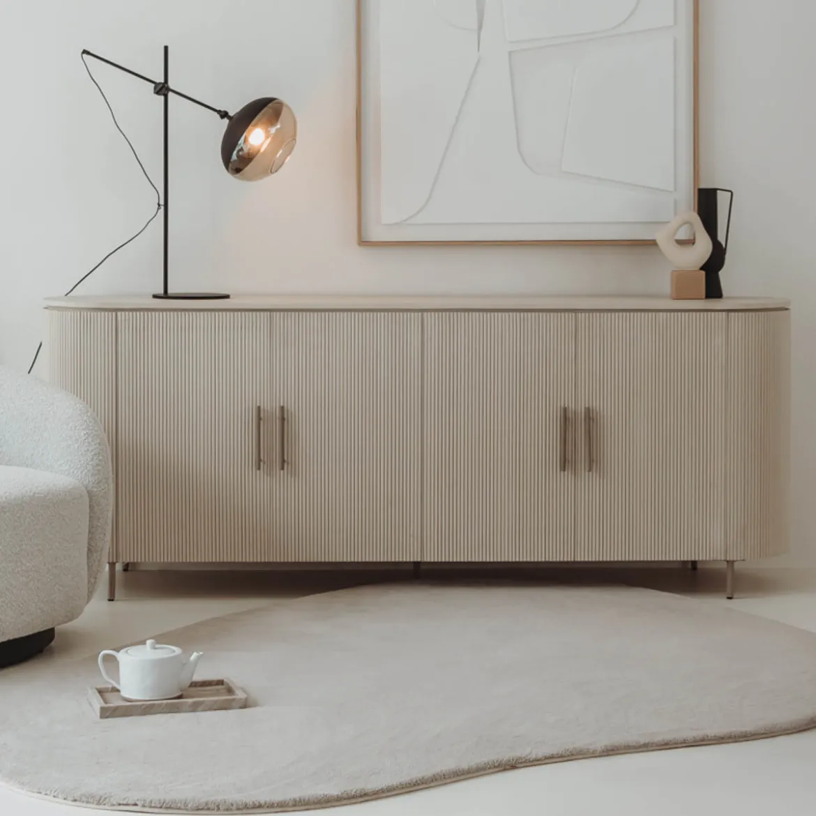 Beige dressoir met ribbels - Tower Living Corbetta