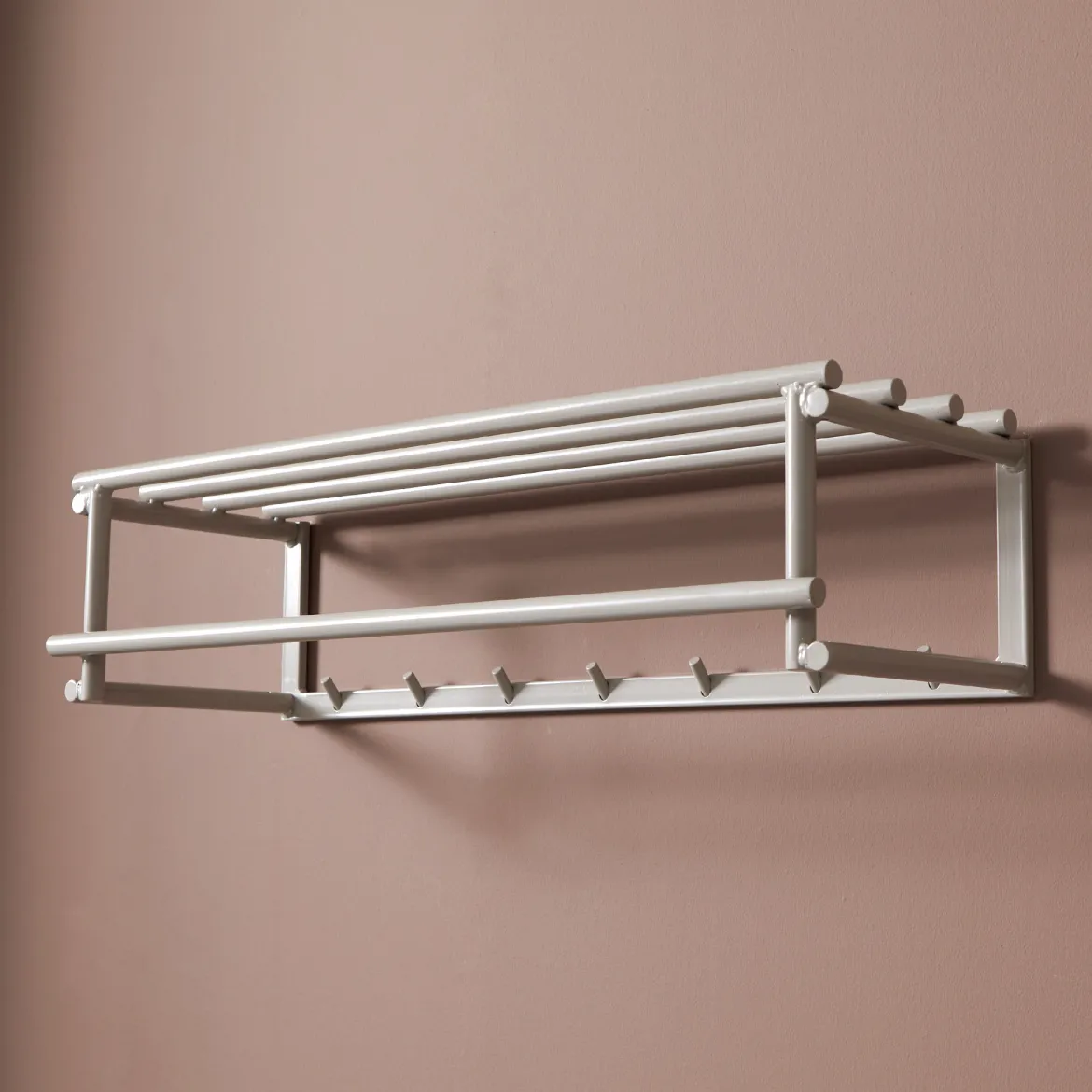 Beige kapstok met hoedenplank - Bodio Buis