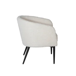 Beige teddy fauteuil zwarte poten - Lavis Fluffy