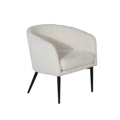Beige teddy fauteuil zwarte poten - Lavis Fluffy