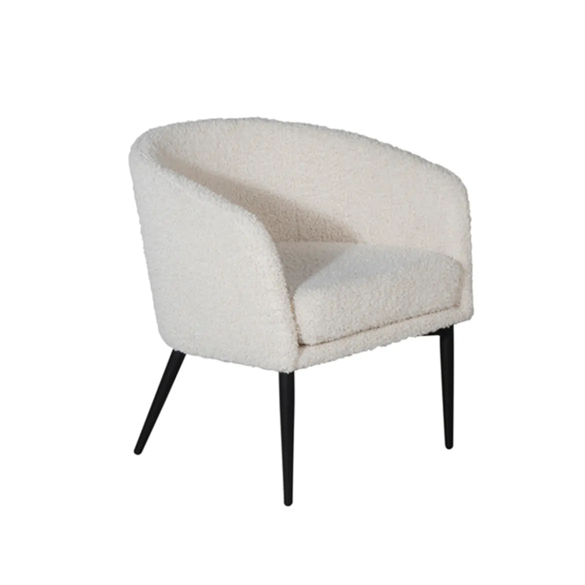 Beige teddy fauteuil zwarte poten - Lavis Fluffy