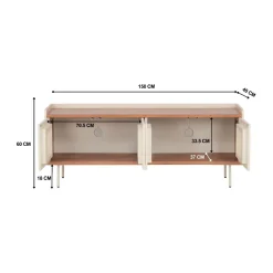 Beige TV meubel met ribbels - Bodio Kaze
