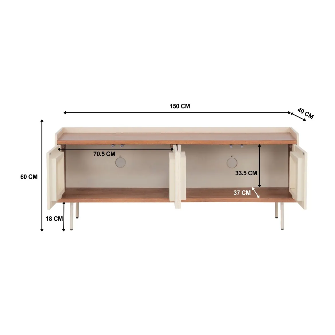 Beige TV meubel met ribbels - Bodio Kaze