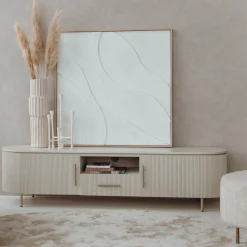 Beige tv-meubel met ribbels - Tower Living Corbetta