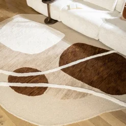 Beige vloerkleed organische vorm - By-Boo Ogani