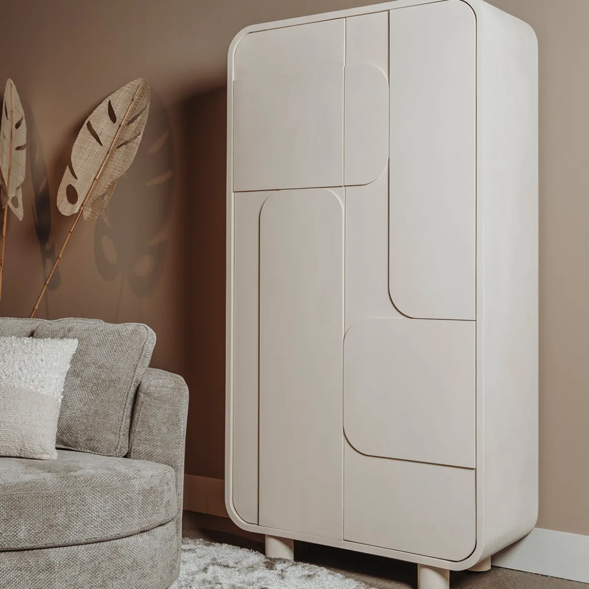 Beige wandkast organisch 100 cm - Tower Living Alviano