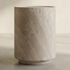Bijzettafel beige steen rond - Bodio Sofia