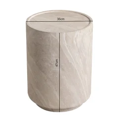 Bijzettafel beige steen rond - Bodio Sofia