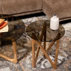 Bijzettafel hout en glas - Dutchbone Naia