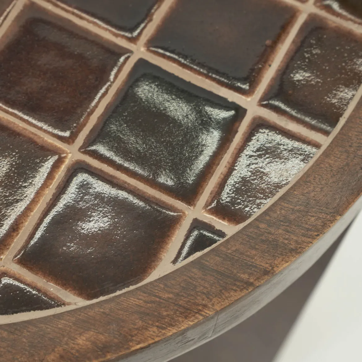 Bijzettafel hout met tegeltjes - By-Boo TiledUp