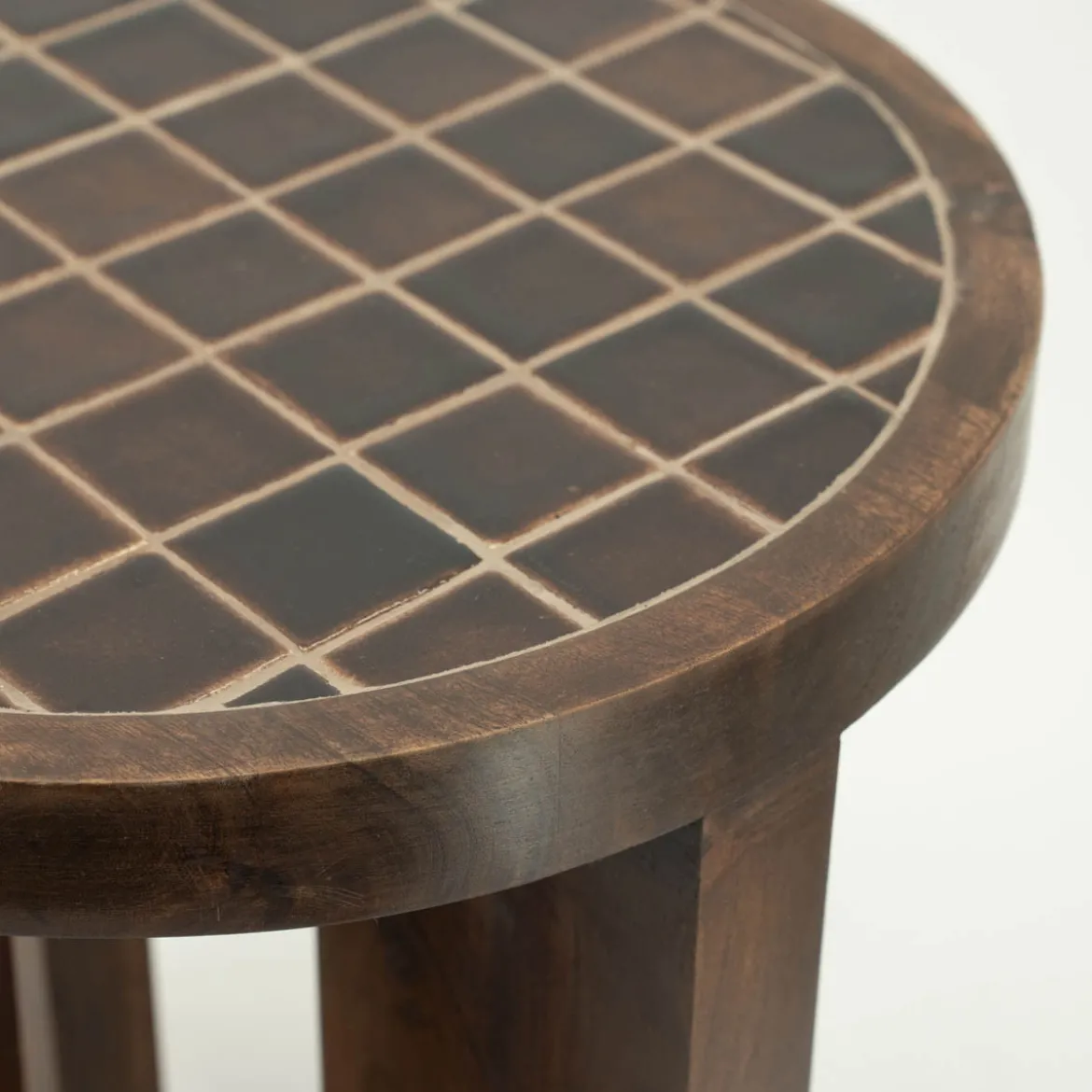 Bijzettafel hout met tegeltjes - By-Boo TiledUp