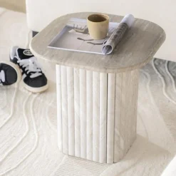 Bijzettafel marmer latjes - By-Boo Dorique