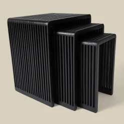 Bijzettafel set latjes zwart teak - Bodio Teak Slats