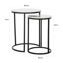 Bijzettafelset wit marmer rond - Richmond Interiors Lexington