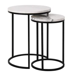 Bijzettafelset wit marmer rond - Richmond Interiors Lexington