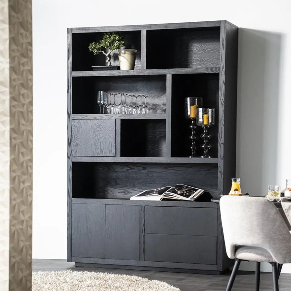 Boekenkast zwart eiken 150 cm - Eleonora Helsinki