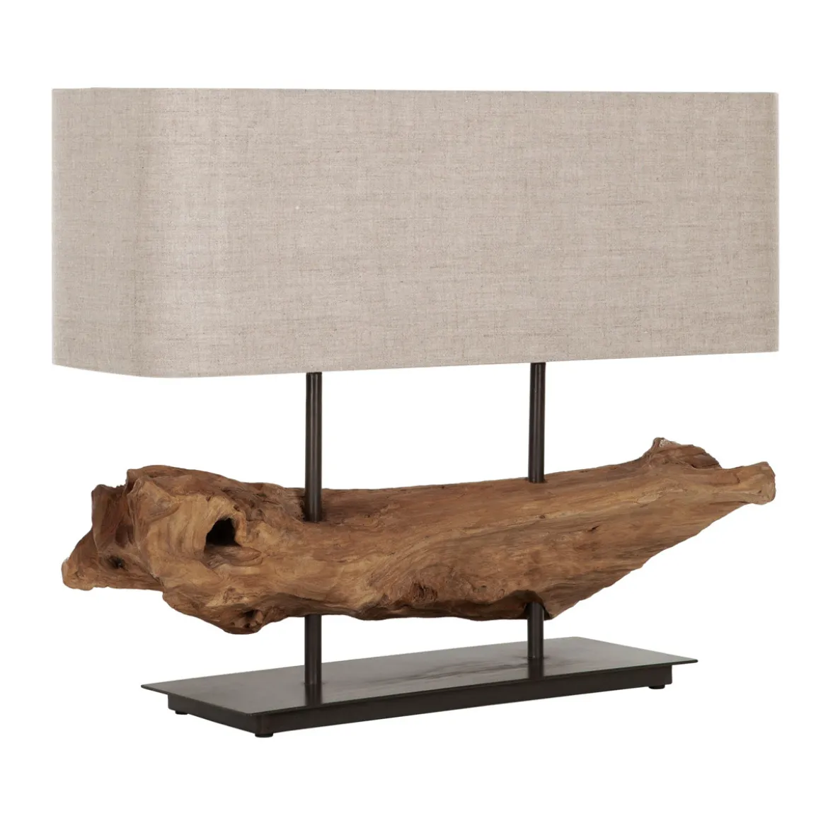Brede tafellamp teak hout - Must Living Erosion
