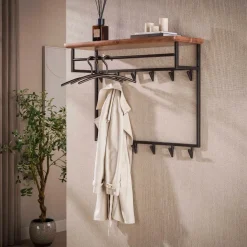 Bronze kapstok met acaciahout hoog - Santa Edge Curve