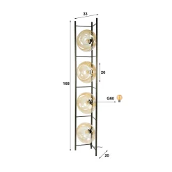 Bronze vloerlamp met rond beige glas - Santa Soll