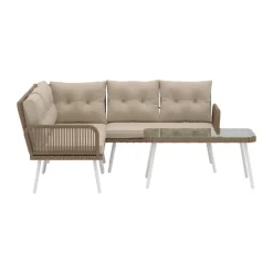 Bruine loungeset hoekbank met tafel - Lavis Ibiza