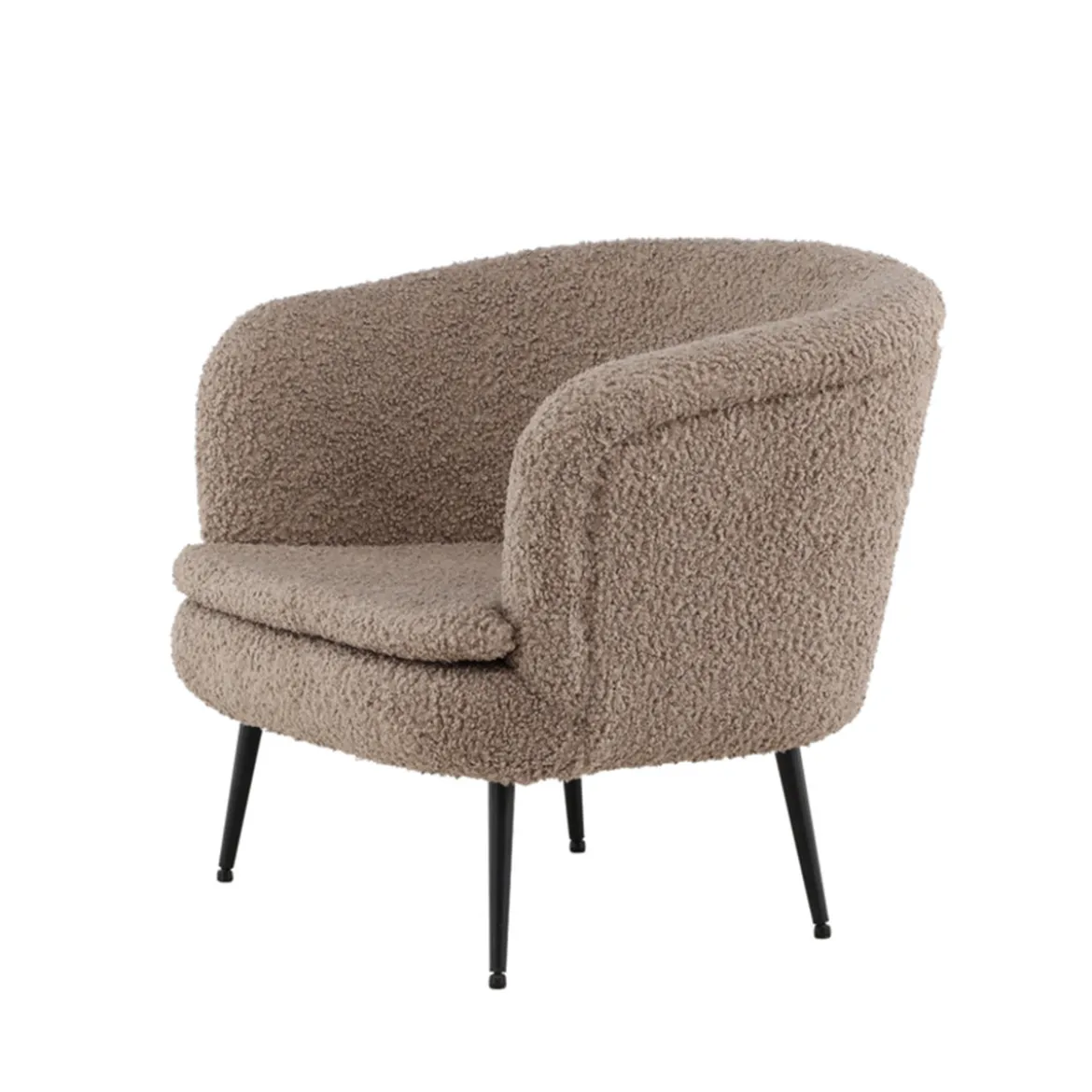 Bruine teddy fauteuil zwarte poten - Lavis Nordkoster
