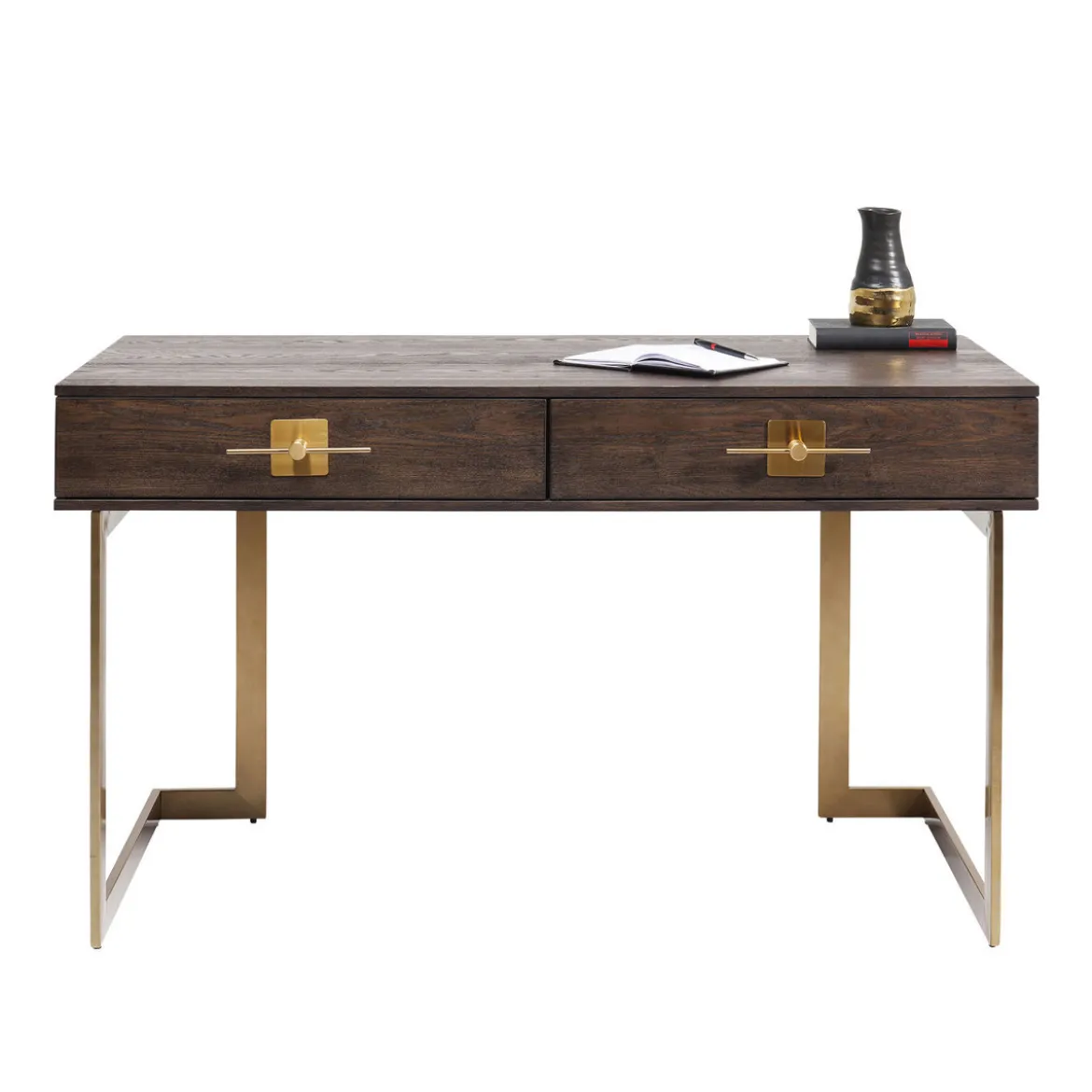 Bureau donker hout met messing - Kare Design Osaka