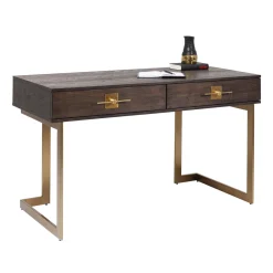 Bureau donker hout met messing - Kare Design Osaka
