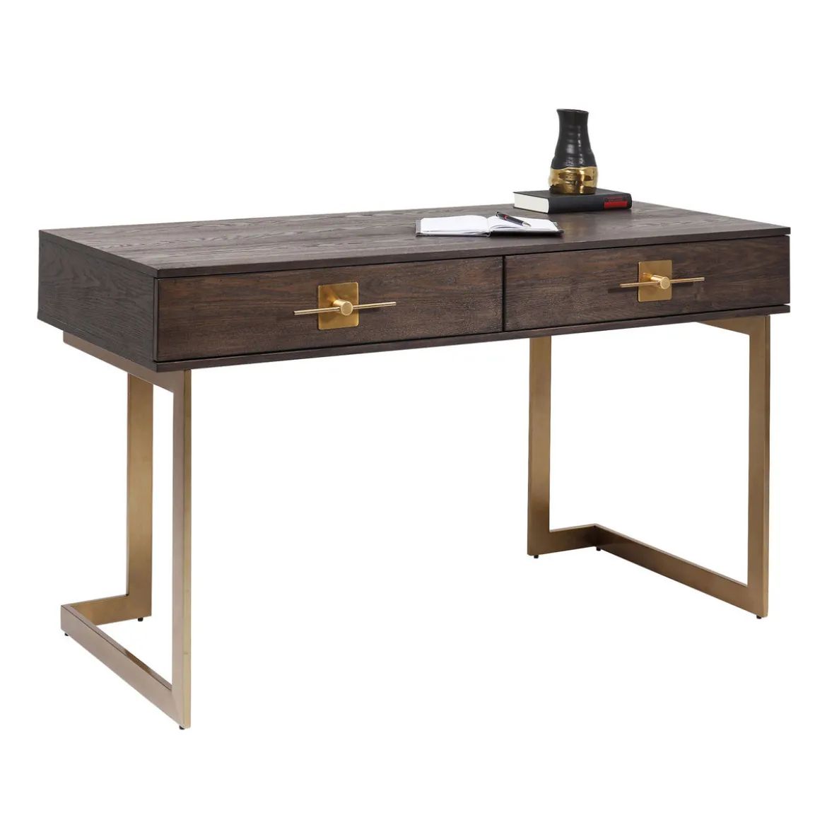 Bureau donker hout met messing - Kare Design Osaka