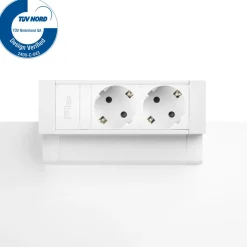 Bureau stekkerdoos Wit 2x 230V + eGST® snoer 3m - Lavis Power Desk Up® 2.0