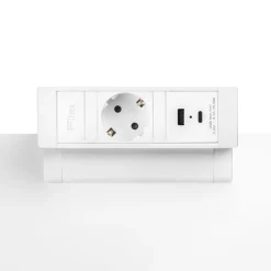 Bureau stekkerdoos wit 1x230V, 1xUSB-A, 1xUSB-C (incl. aansluitsnoer randaarde 1,5 meter) - Lavis Power Desk Up® 2.0