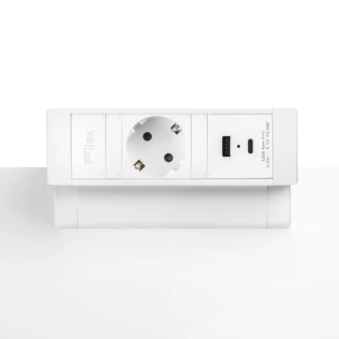 Bureau stekkerdoos wit 1x230V, 1xUSB-A, 1xUSB-C (incl. aansluitsnoer randaarde 1,5 meter) - Lavis Power Desk Up® 2.0