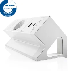 Bureau stekkerdoos Wit 1x 230V, 1x USB-A, 1x USB-C + eGST® snoer 3m - Lavis Power Desk Up® 2.0