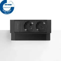 Bureau stekkerdoos zwart 2x 230V + eGST® snoer 3m - Lavis Power Desk Up® 2.0