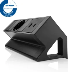 Bureau stekkerdoos zwart 1x 230V, 1x USB-A, 1x USB-C + eGST® snoer 3m - Lavis Power Desk Up® 2.0