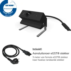 Bureau stekkerdoos zwart 1x 230V, 1x USB-A, 1x USB-C + eGST® snoer 3m - Lavis Power Desk Up® 2.0