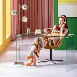Bureau van gebogen glas - Kare Design Clear Club