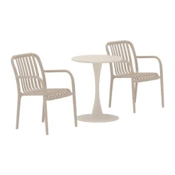 Cafeset beige stoelen en ronde tafel - Lavis Limnos