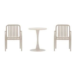 Cafeset beige stoelen en ronde tafel - Lavis Limnos