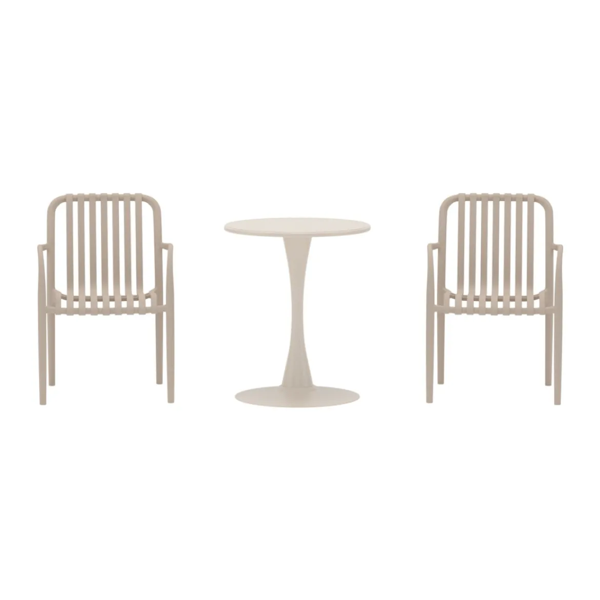 Cafeset beige stoelen en ronde tafel - Lavis Limnos