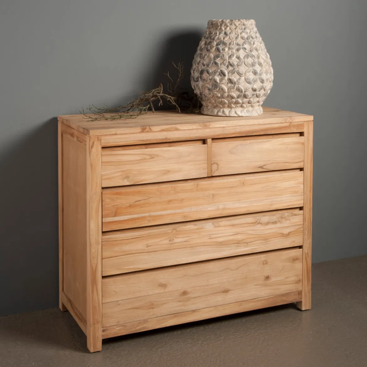 Commode teakhout met 5 lades - Tower Living Corona
