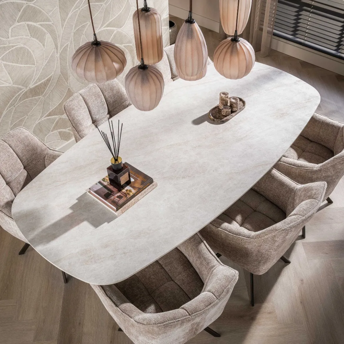 Deens ovale eettafel keramiek - Giani ceramo Centro